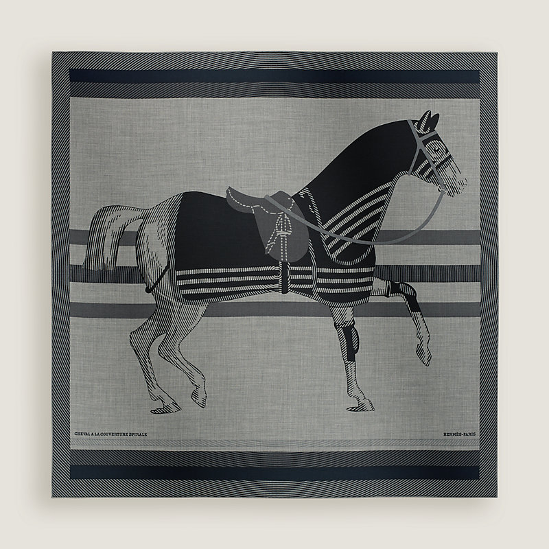 Cheval a la Couverture Spirale scarf 100 - Blue | Hermès